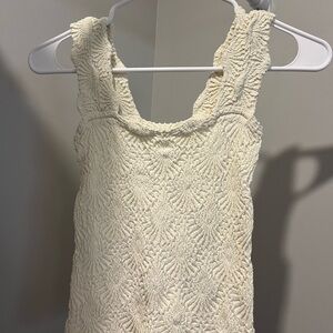 Free People Love Letter Ivory Textured Tank Top